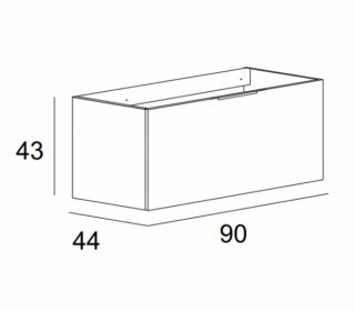 Тумба подвесная Cezares под раковину с выдвижным ящиком и внутренним ящиком, 55444 Plisse Grigio nuvola, 90x44x43